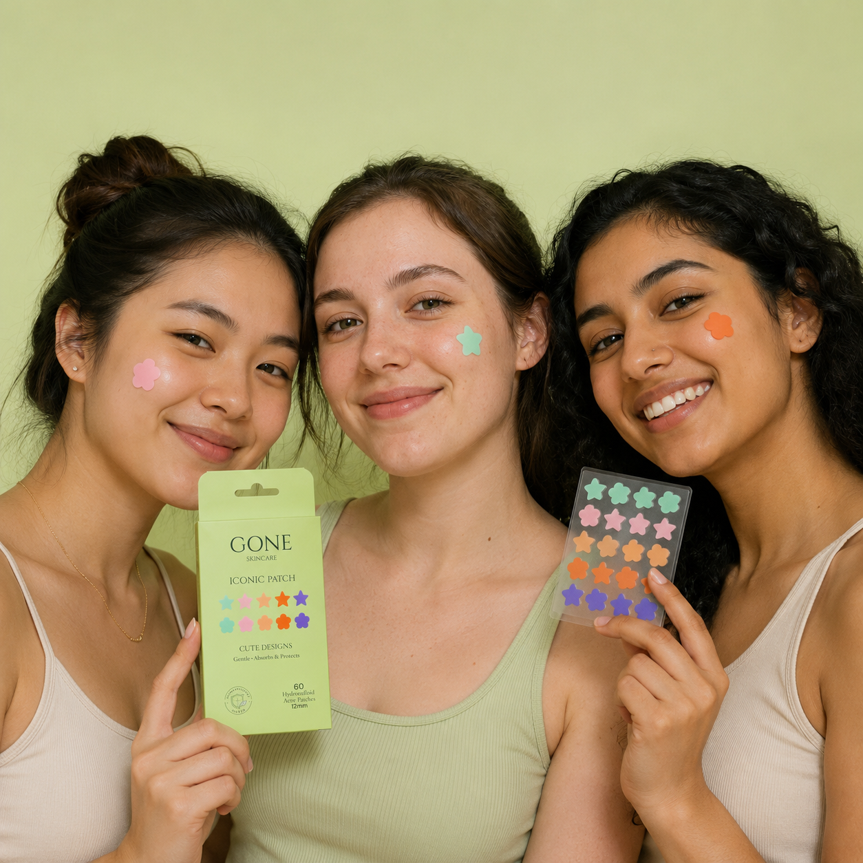 GONE ICONIC PATCH Colorful Hydrocolloid Acne Patches | 60 Patches (12mm)